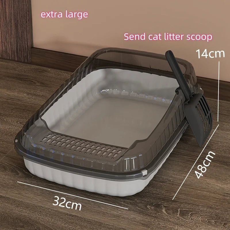 Litiere pour Chat Semi-Fermee - Grande Taille Anti-Eclaboussures