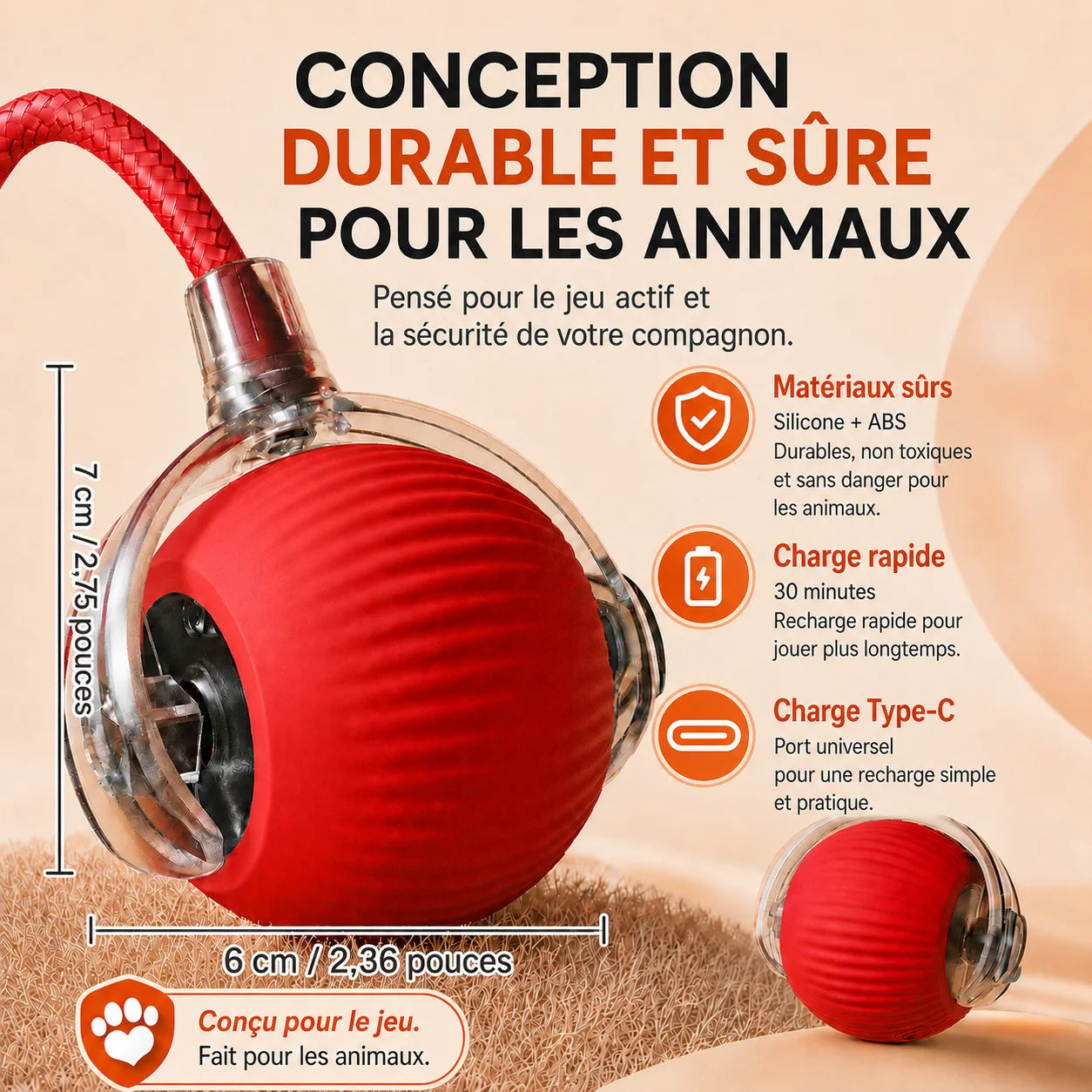 Balle Interactive Automatique pour Chien - Rechargeable et Intelligente