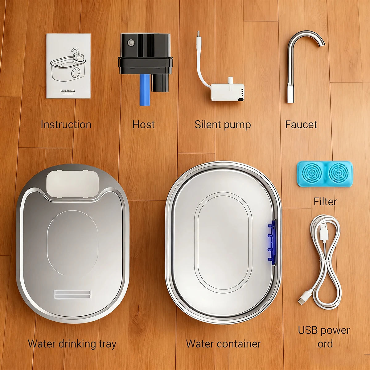 Fontaine à Eau Connectée pour Chat 3,2L – Inox Silencieuse Sans Fil