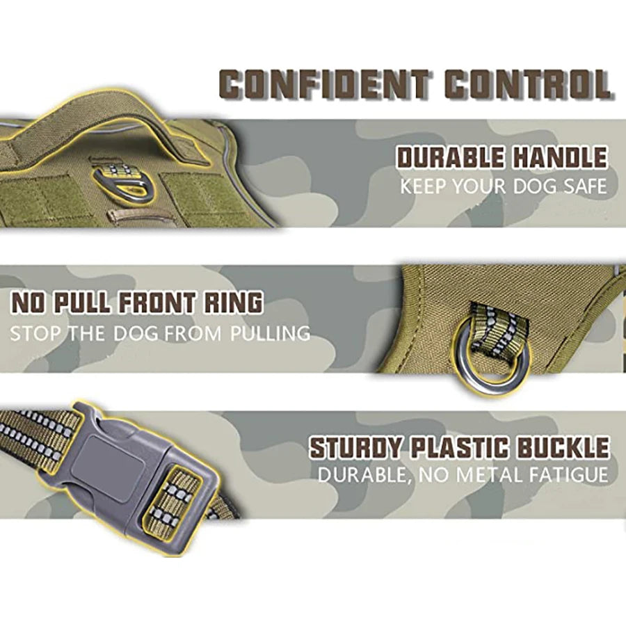 Harnais Tactique Militaire pour Chien - Poignee de Controle