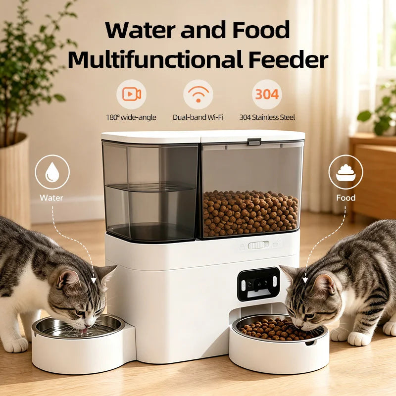 Distributeur Croquettes & Eau 2 en 1 avec Caméra WiFi - Chien & Chat
