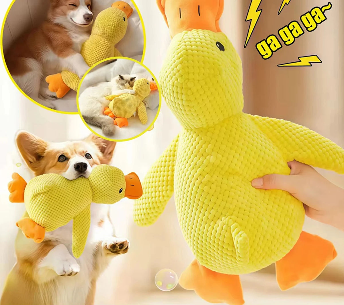 Canard en Peluche Couineur pour Chien – Jouet Résistant qui Fait Coin-Coin