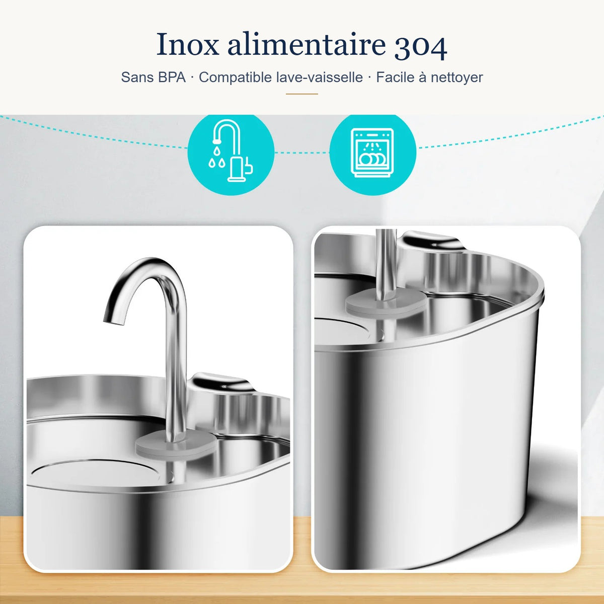 Fontaine ZenFlow en inox alimentaire 304, sans BPA
