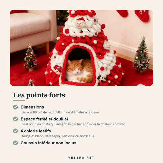 Points forts du nid sapin de Noël en peluche pour chat