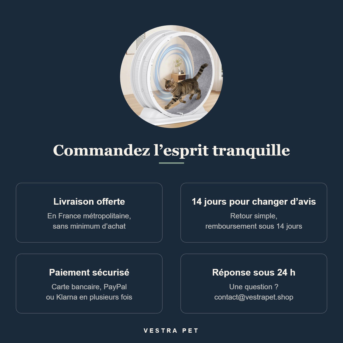 SpinCat WheelPro : livraison offerte, retour 14 jours et garanties VESTRA PET